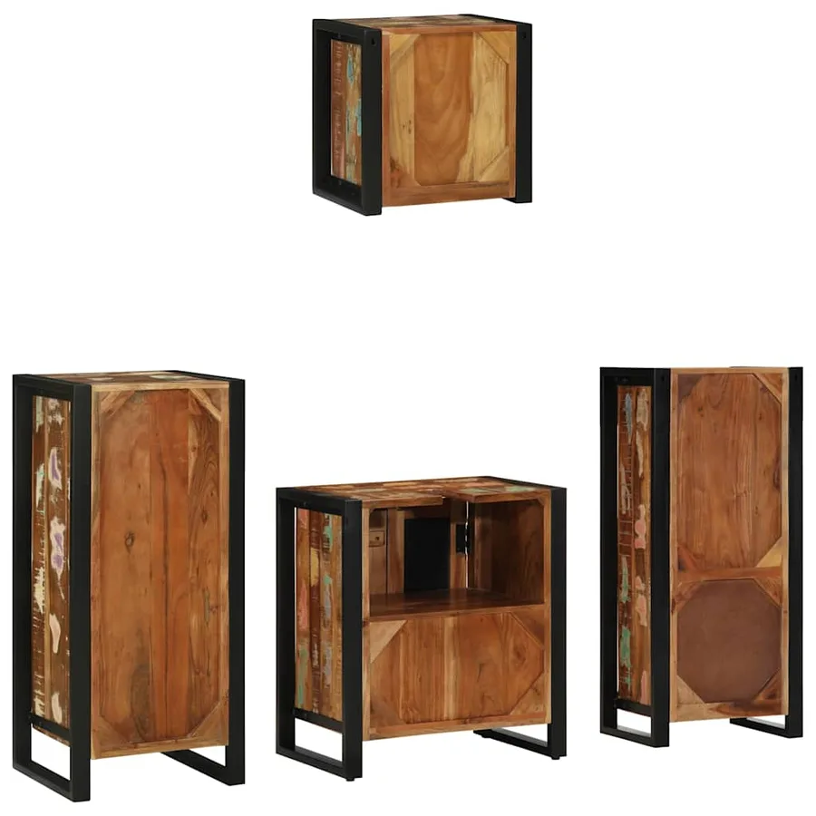 Ensemble de mobilier de salle de bain 4 pcs Bois Recyclé Solide - 7