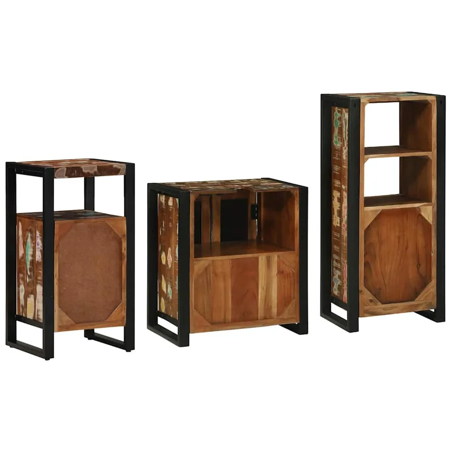 Ensemble de mobilier de salle de bain 3 pcs Bois Recyclé Solide - 10