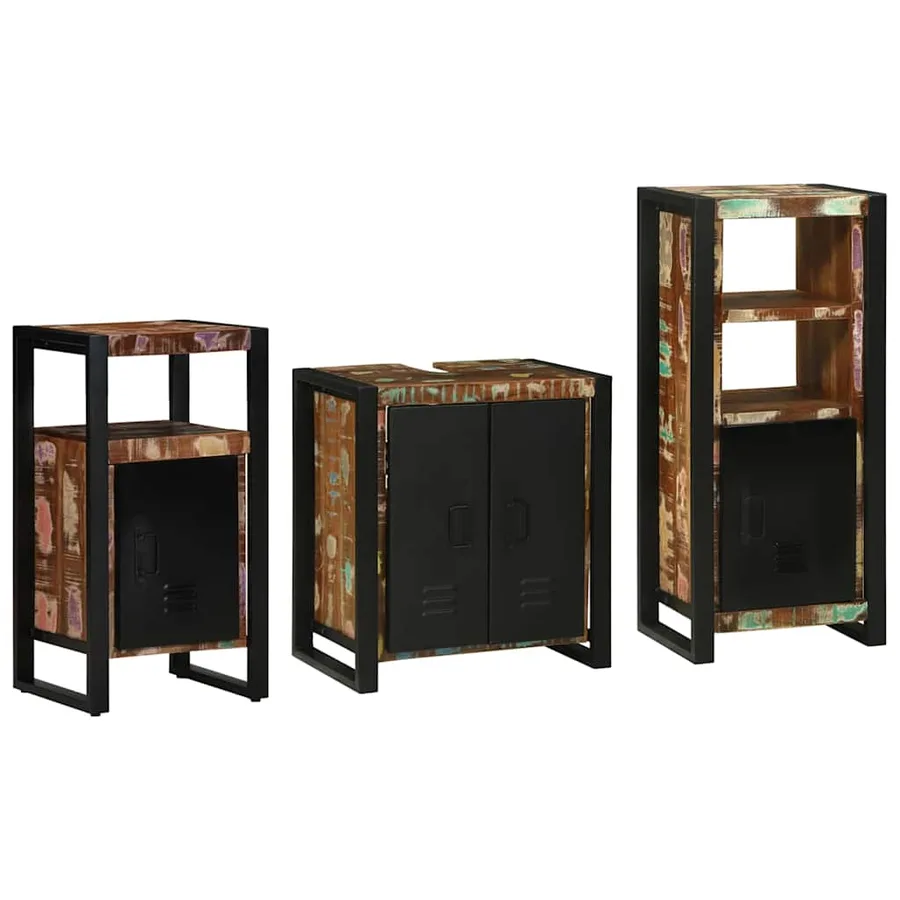 Ensemble de mobilier de salle de bain 3 pcs Bois Recyclé Solide - 3