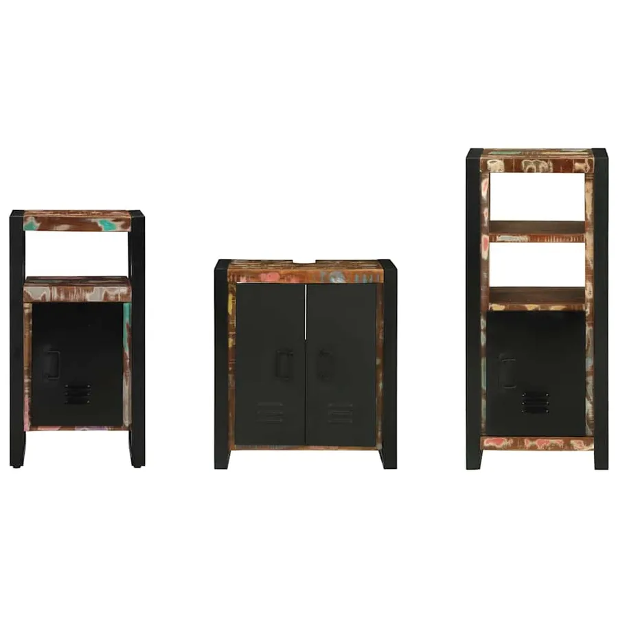 Ensemble de mobilier de salle de bain 3 pcs Bois Recyclé Solide - 9