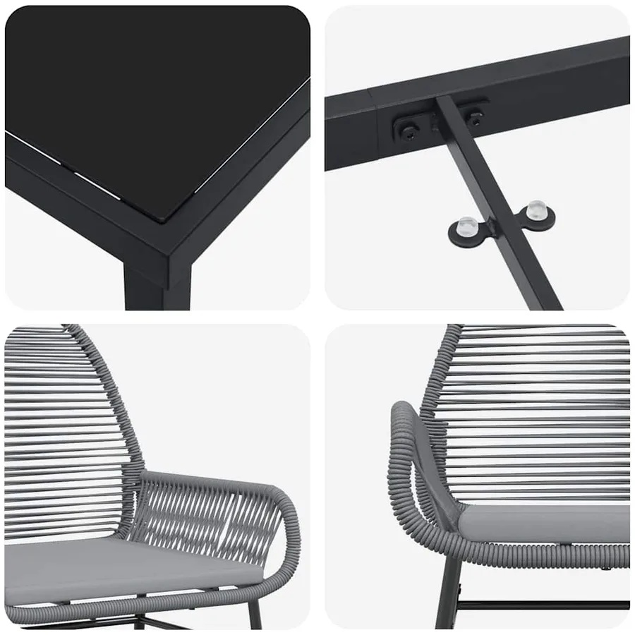 Ensemble de salle à manger pour jardin 9 pcs Gris polyrotin - 9