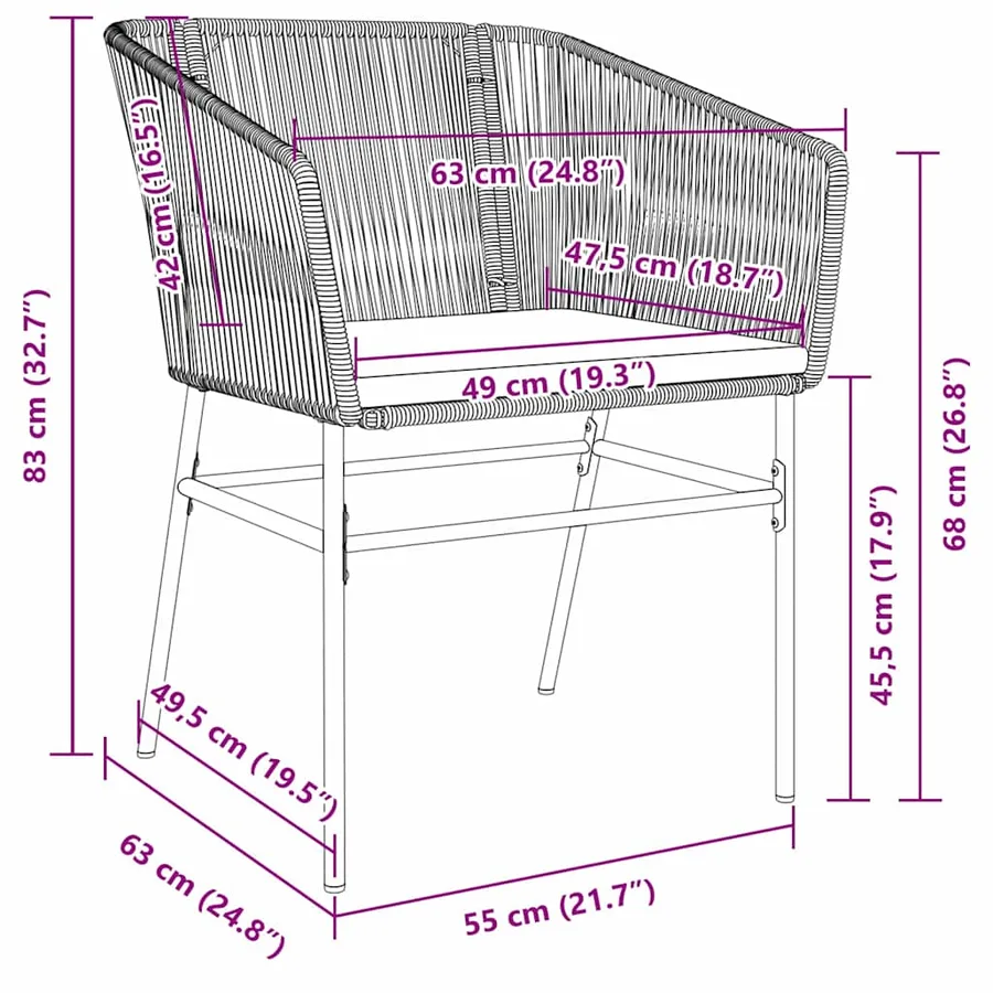 Ensemble de salle à manger pour jardin avec coussin 9 pcs Noir - 10