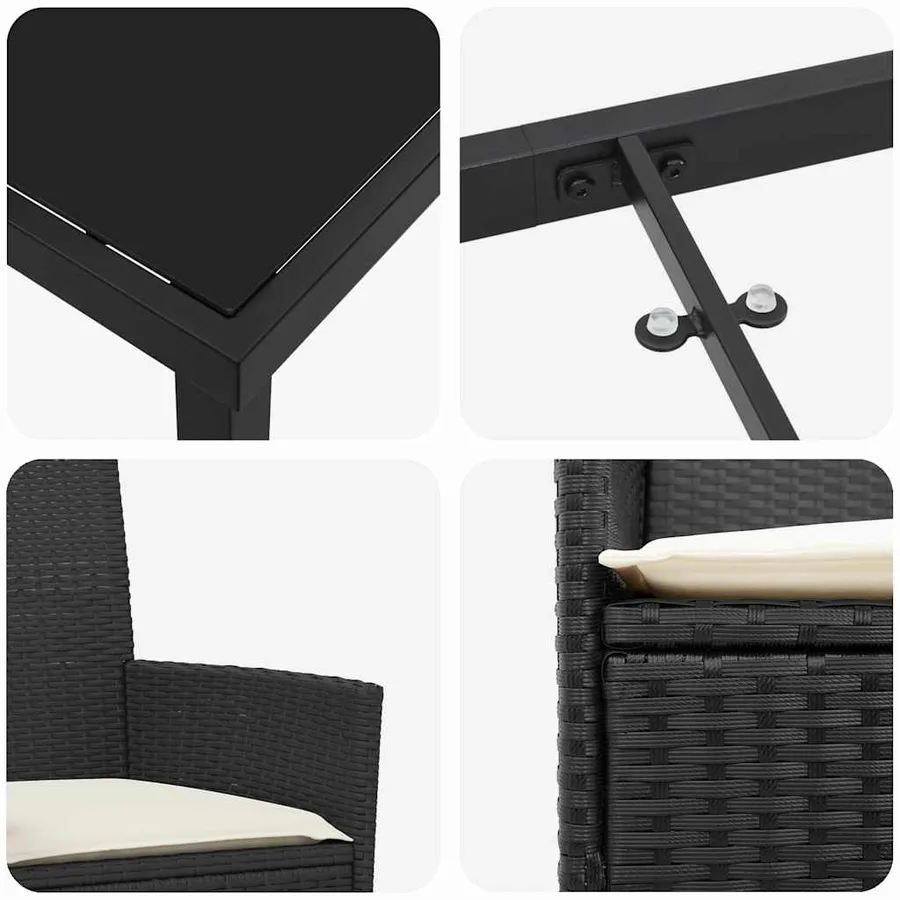 Ensemble de salle à manger pour jardin 5 pcs Noir polyrotin - 9