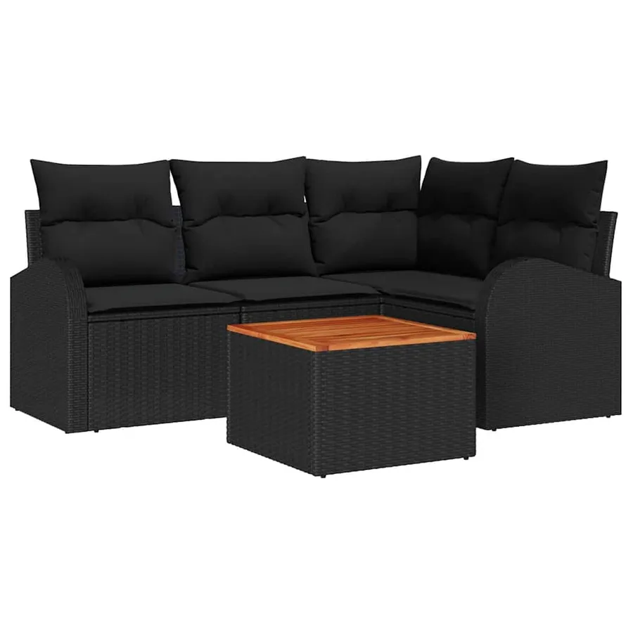 Ensemble de canapé de jardin avec stockage 5 pcs Noir polyrotin - 2