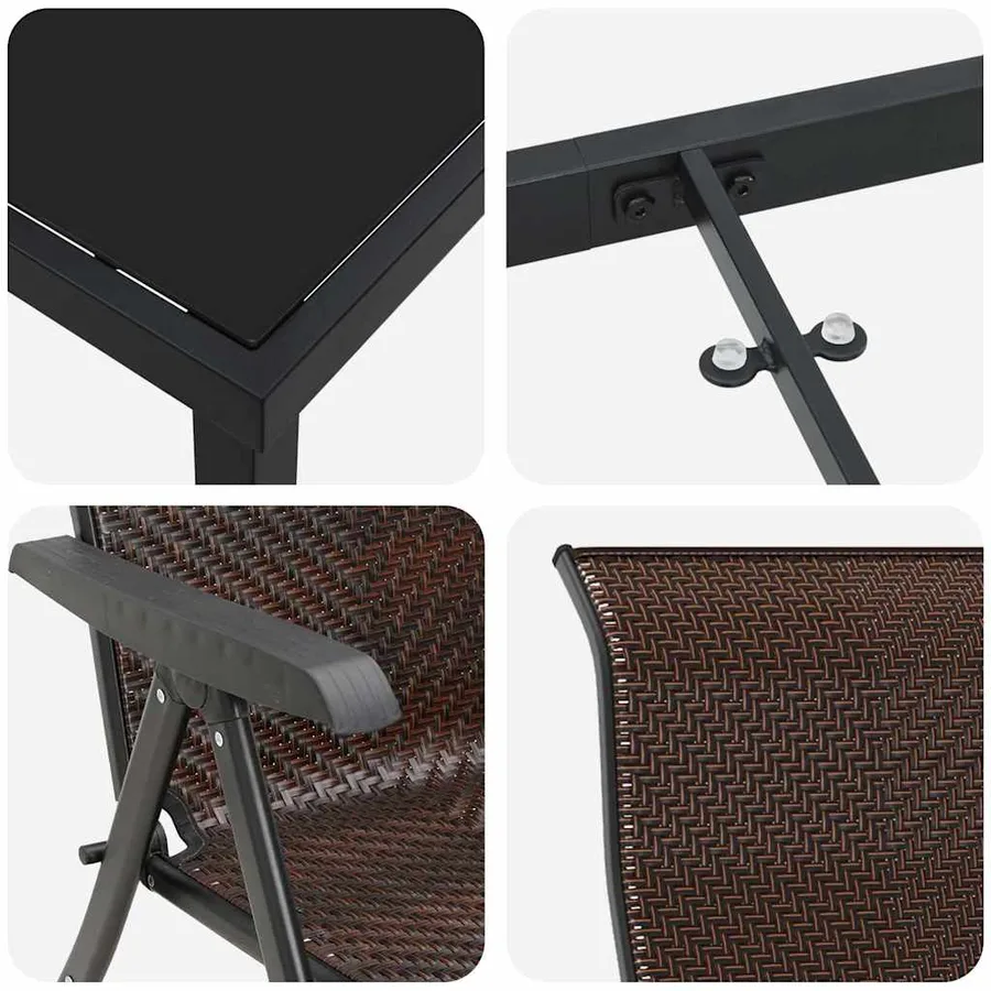 Ensemble de salle à manger pour jardin 9 pcs Marron - 9
