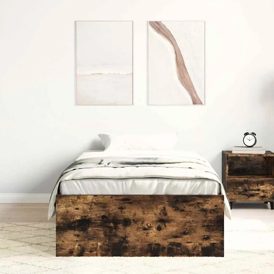 Cadre de lit sans matelas chêne fumé 90x190 cm - 4