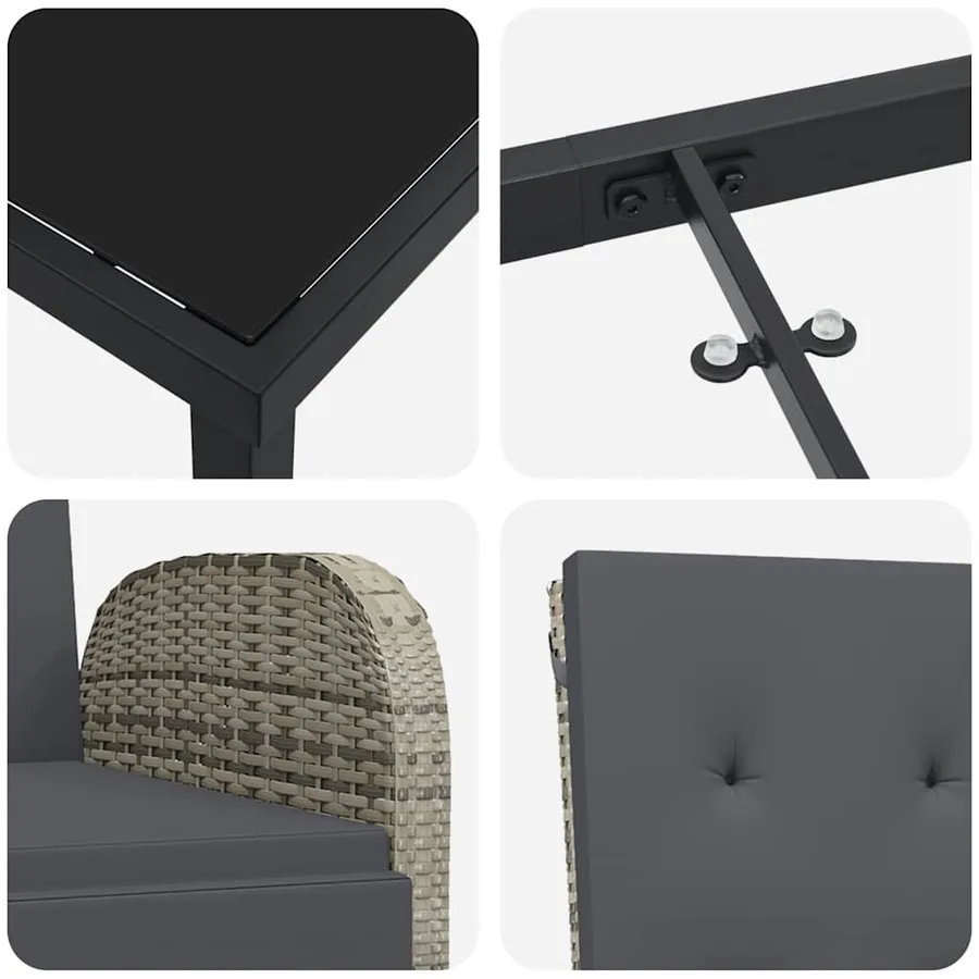 Ensemble de salle à manger pour jardin 9 pcs Gris polyrotin - 9