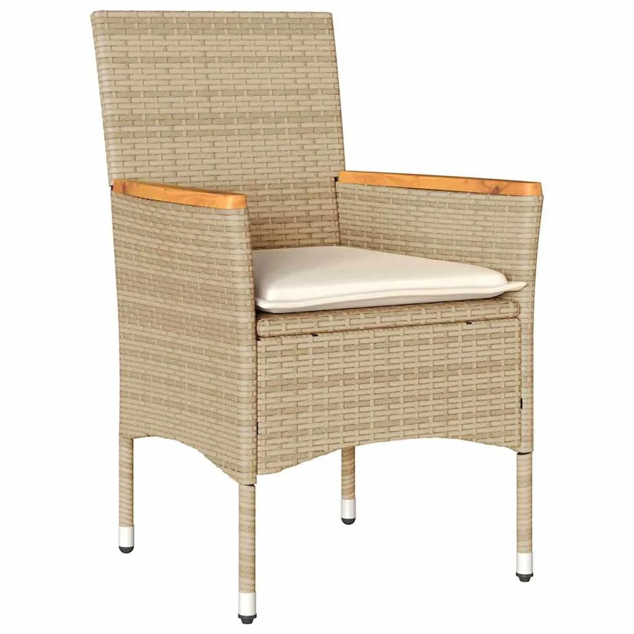 Ensemble de salle à manger pour jardin 5 pcs Beige polyrotin - 6