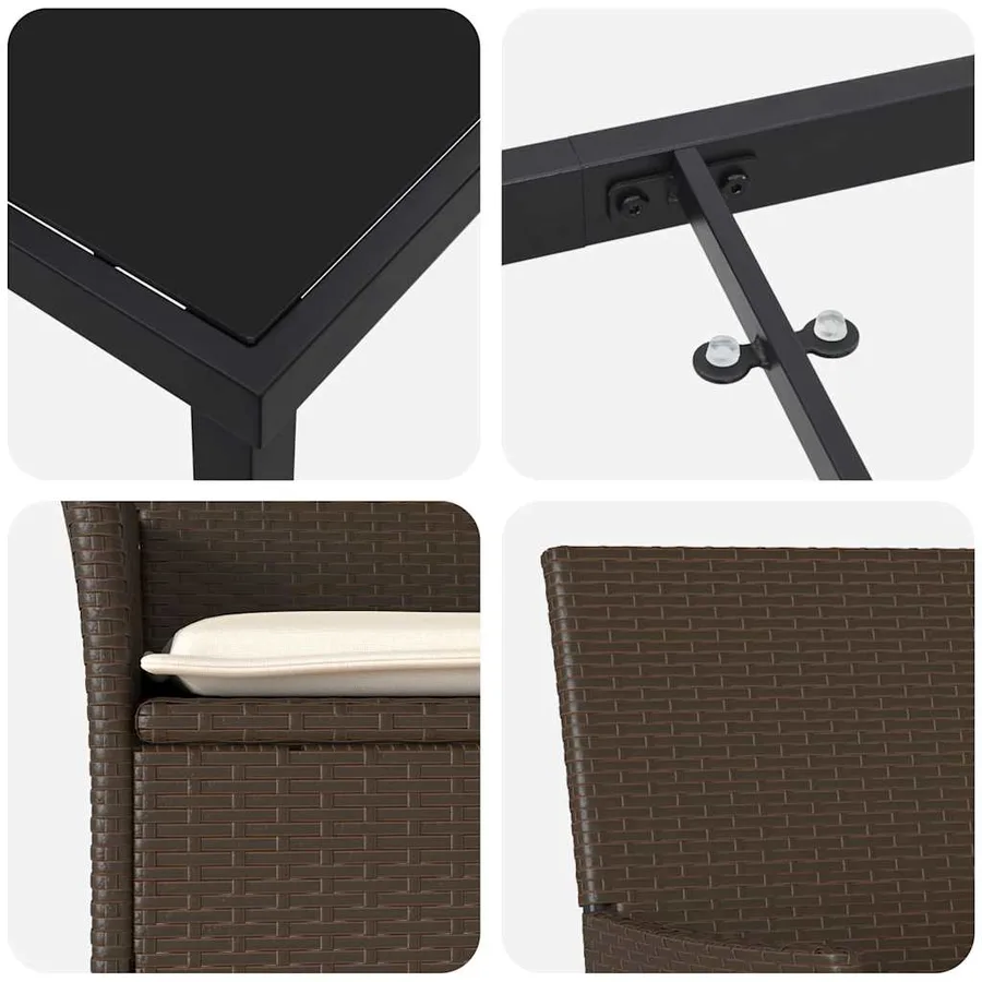 Ensemble de salle à manger pour jardin 5 pcs Marron polyrotin - 9
