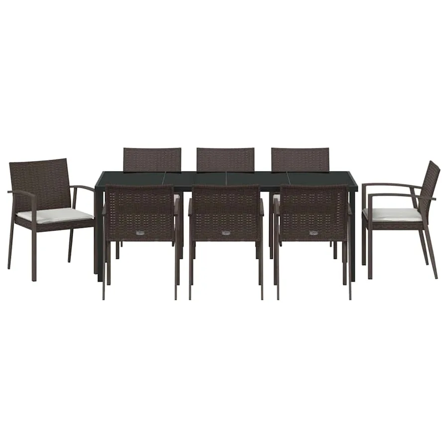 Ensemble de salle à manger pour jardin 9 pcs Marron et Noir - 7