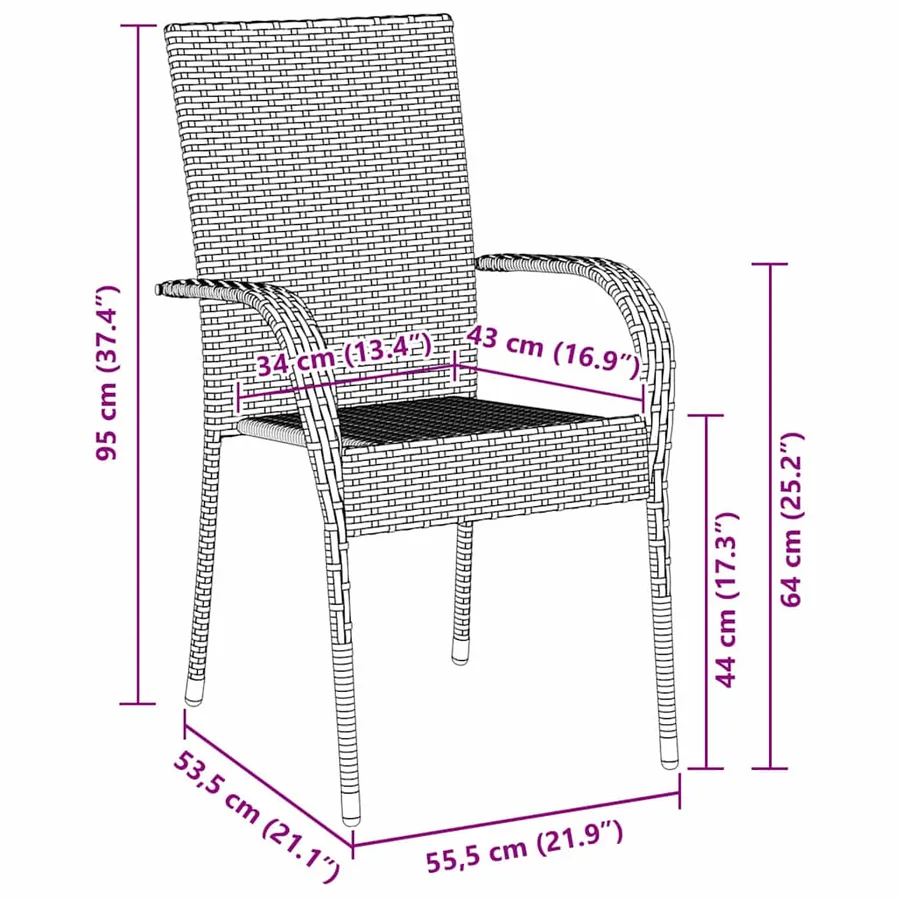 Ensemble de salle à manger pour jardin 5 pcs Noir - 8