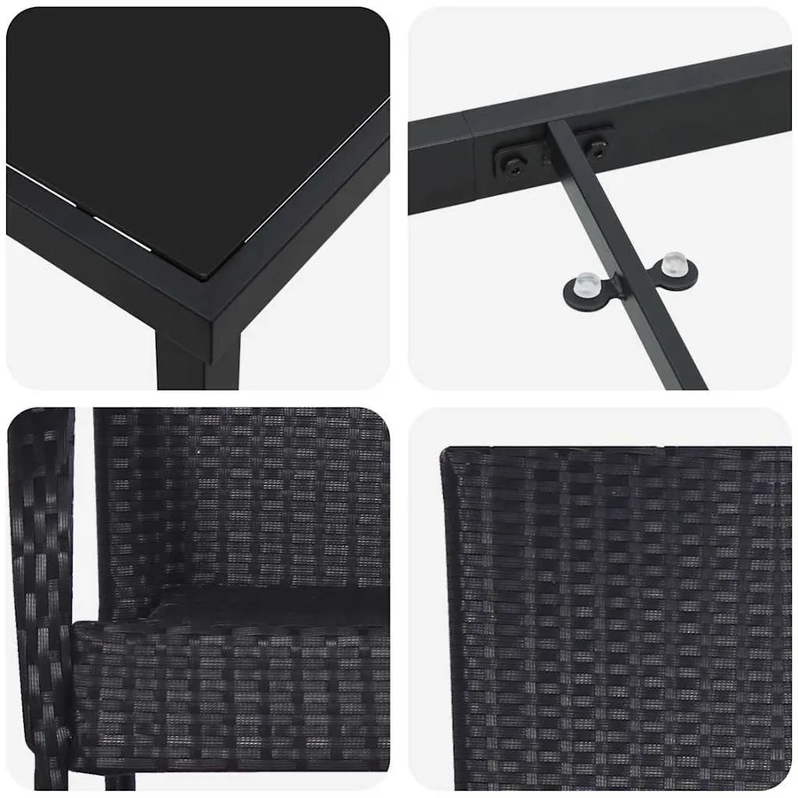Ensemble de salle à manger pour jardin 5 pcs Noir - 9