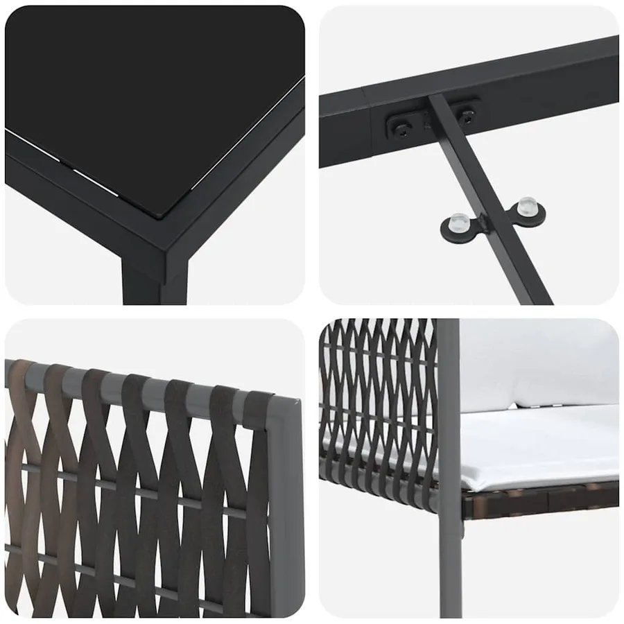 Ensemble de salle à manger pour jardin 7 pcs Marron et Noir - 9