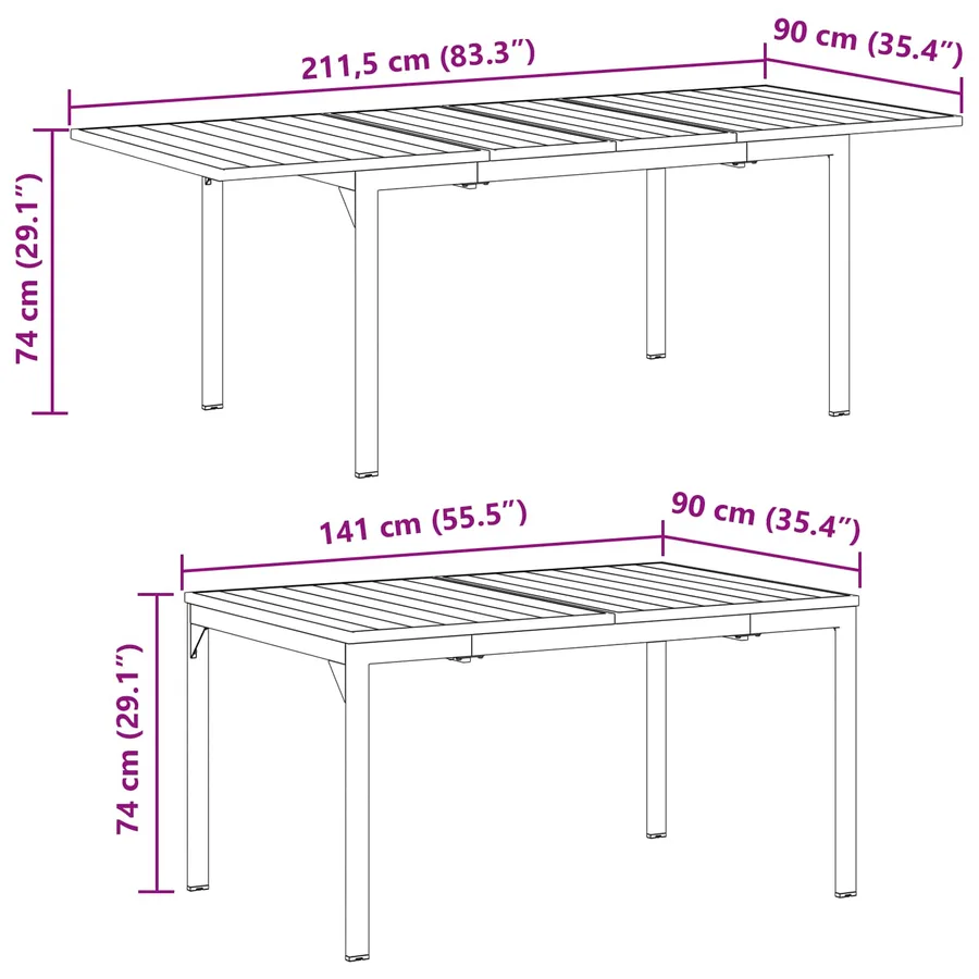 Ensemble de salle à manger pour jardin 9 pcs Anthracite Acier - 12