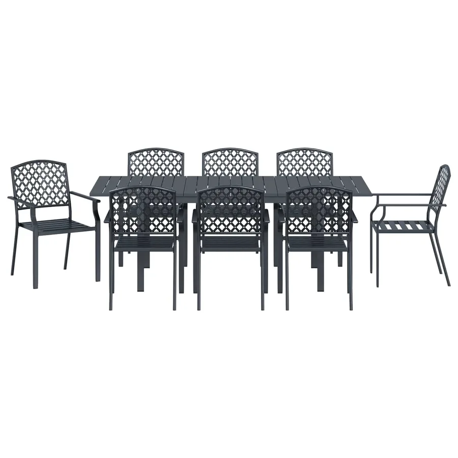 Ensemble de salle à manger pour jardin 9 pcs Anthracite Acier - 7