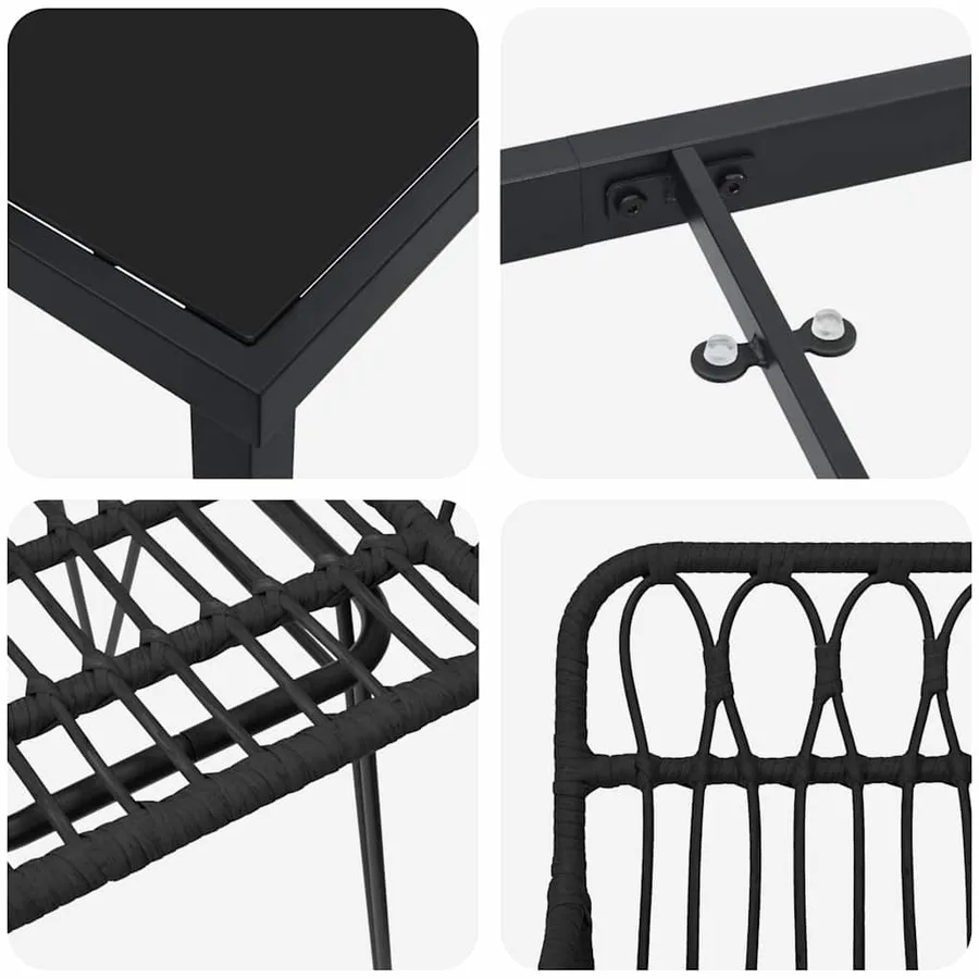 Ensemble de salle à manger pour jardin 7 pcs Noir - 9