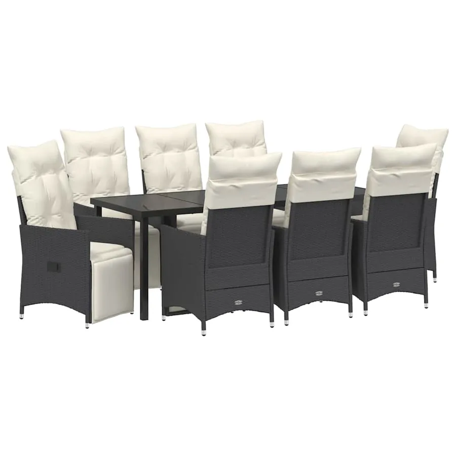 Ensemble de salle à manger pour jardin 9 pcs Noir polyrotin - 2