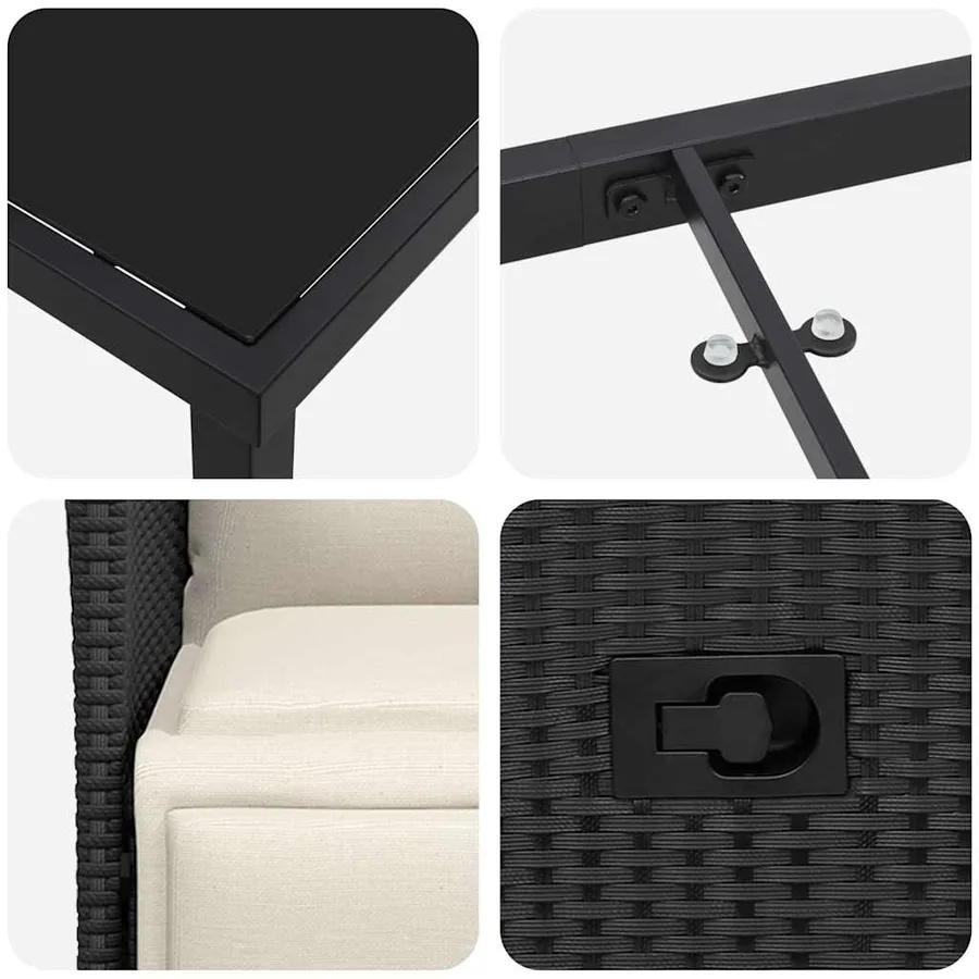 Ensemble de salle à manger pour jardin 9 pcs Noir polyrotin - 9