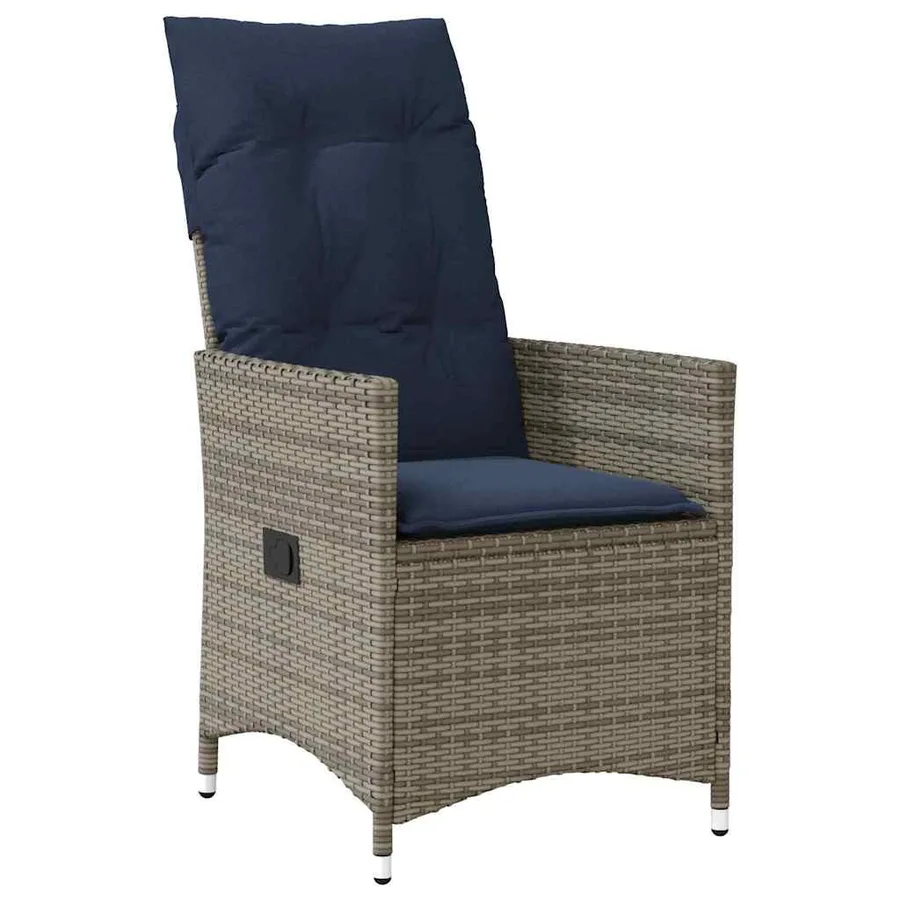 Ensemble table et chaises avec coussin 9 pcs Gris Rotin PE - 6