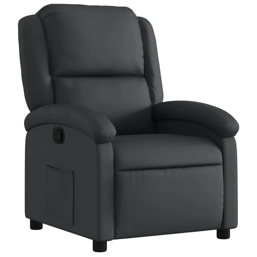 Fauteuil inclinable noir cuir véritable - 2
