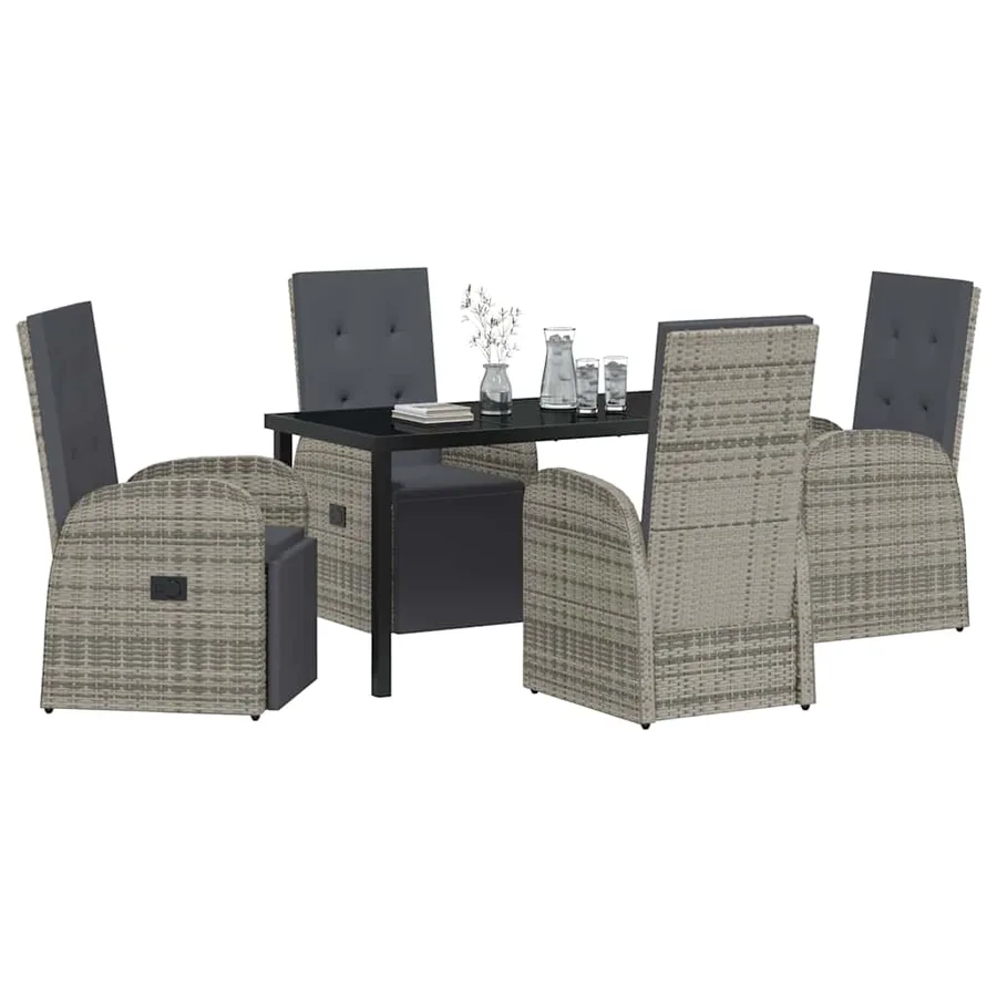 Ensemble de salle à manger pour jardin 5 pcs Gris polyrotin - 3