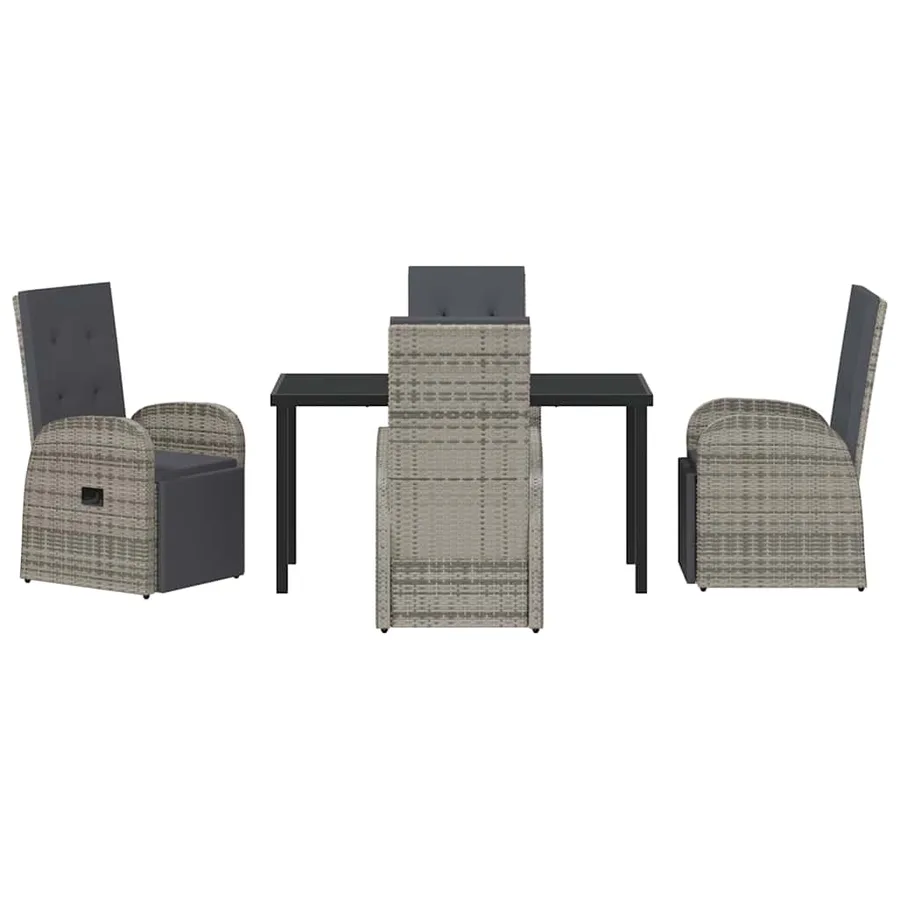 Ensemble de salle à manger pour jardin 5 pcs Gris polyrotin - 7