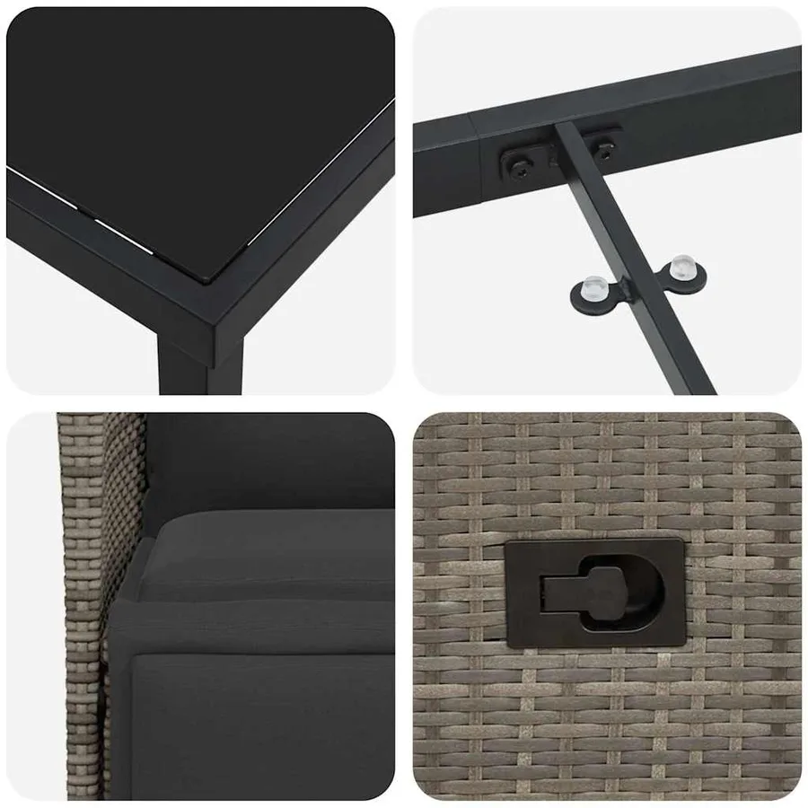Ensemble de salle à manger pour jardin 9 pcs Gris polyrotin - 9