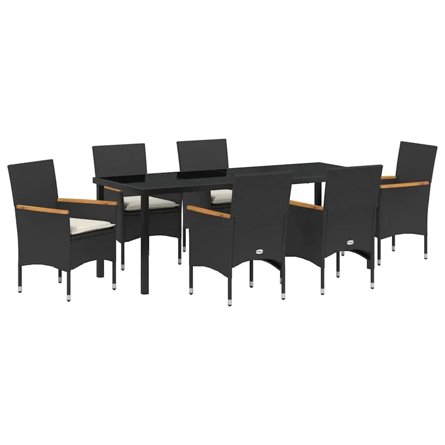 Ensemble de salle à manger pour jardin 7 pcs Noir polyrotin - 2