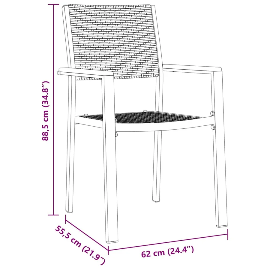 Ensemble de salle à manger pour jardin 7 pcs Noir - 8