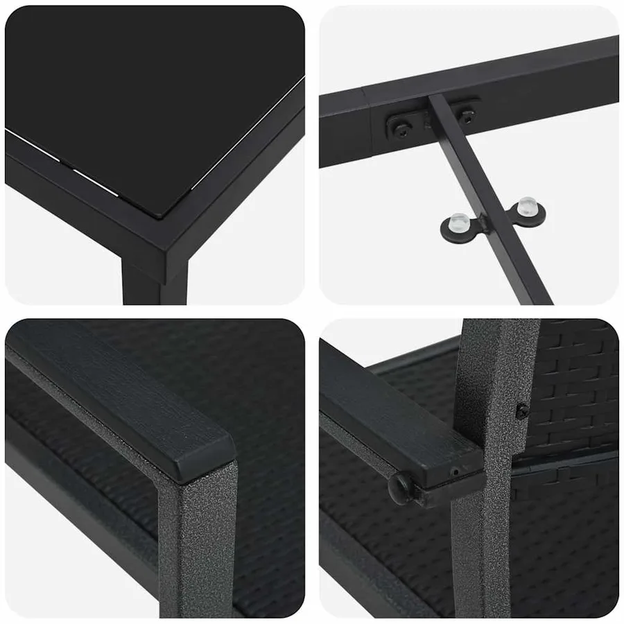 Ensemble de salle à manger pour jardin 7 pcs Noir - 9