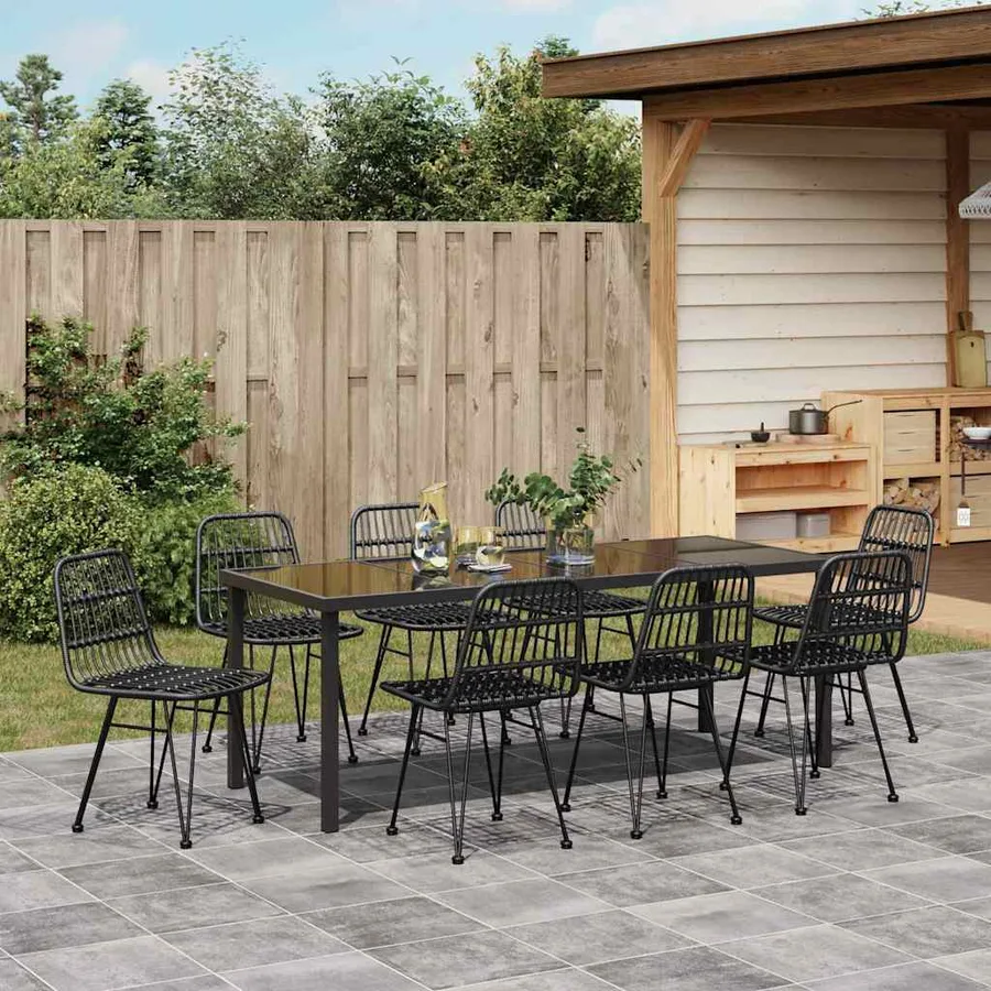 Ensemble de salle à manger pour jardin 9 pcs Noir - 4