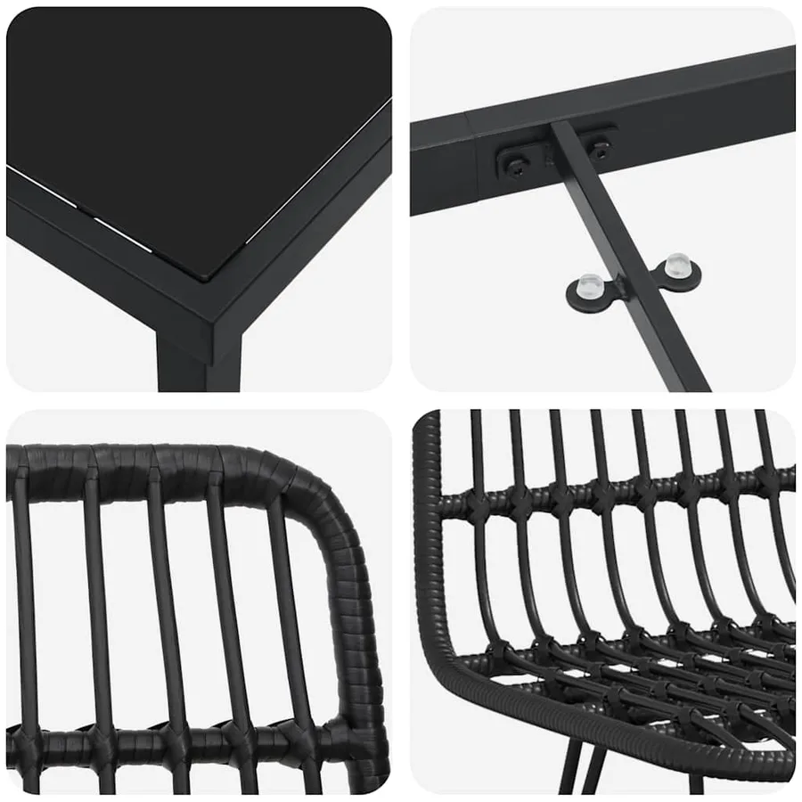 Ensemble de salle à manger pour jardin 9 pcs Noir - 9