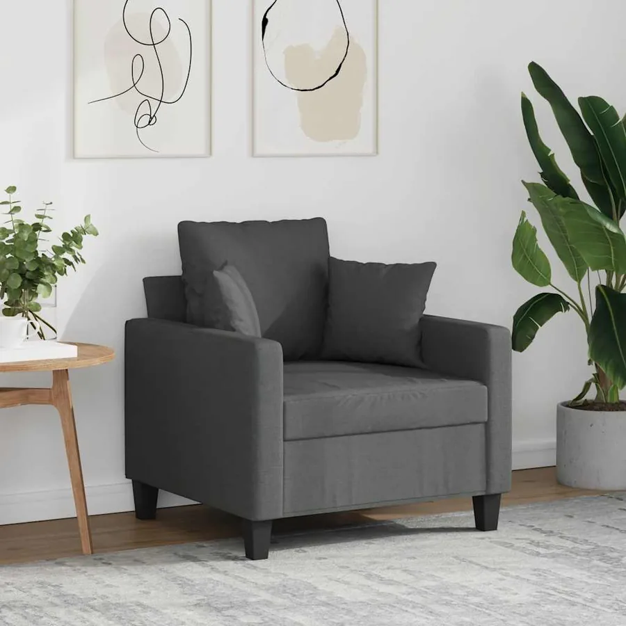 Fauteuil Gris foncé 60 cm Tissu