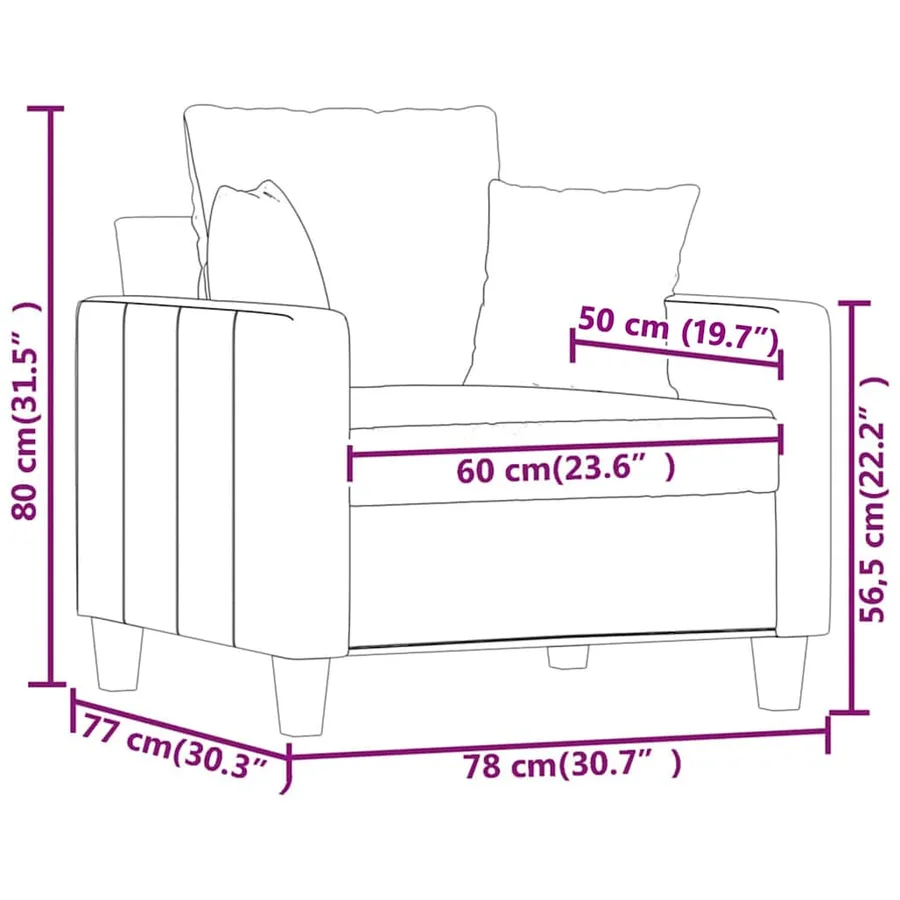 Fauteuil Gris foncé 60 cm Tissu - 9