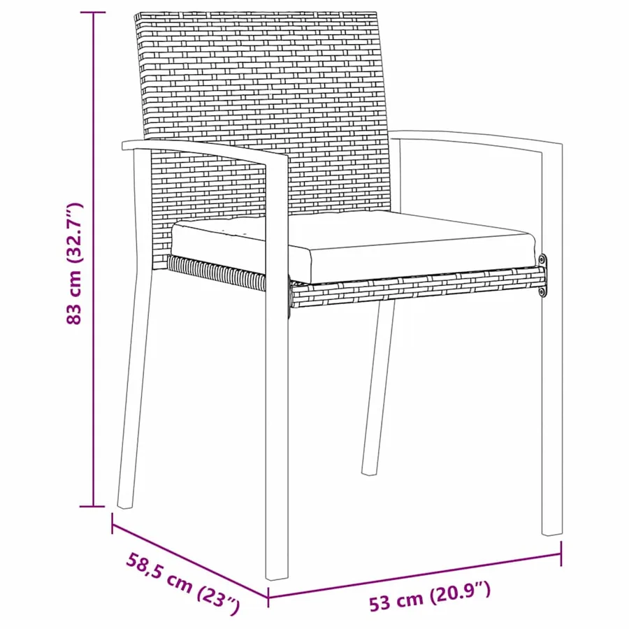 Ensemble de salle à manger pour jardin 7 pcs Noir - 8