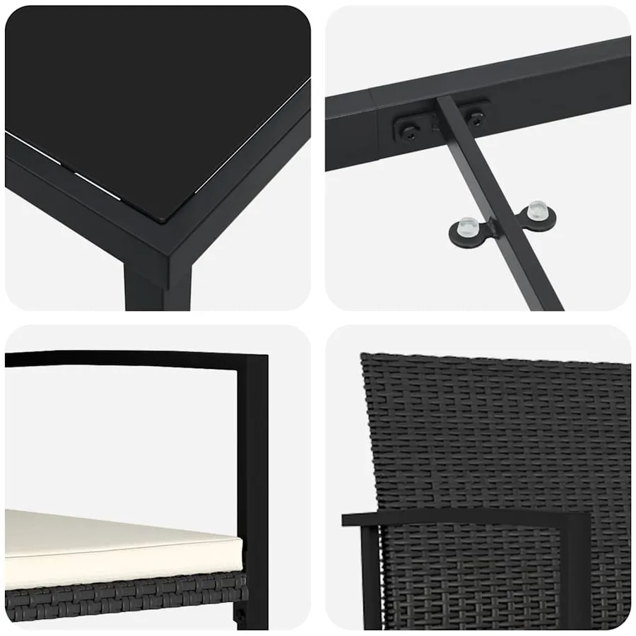 Ensemble de salle à manger pour jardin 7 pcs Noir - 9