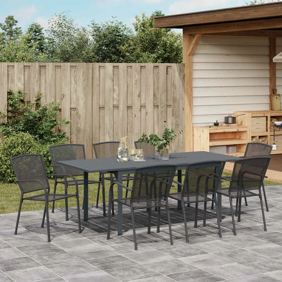 Ensemble de salle à manger pour jardin 9 pcs Anthracite Acier - 4