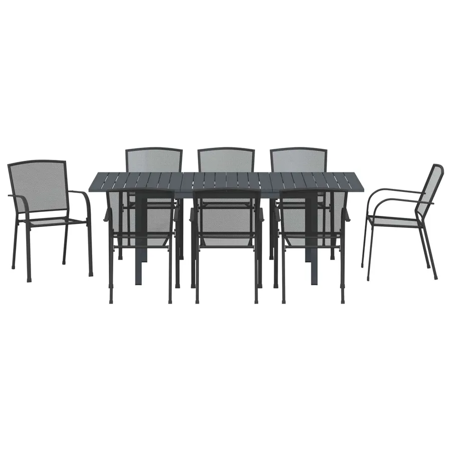 Ensemble de salle à manger pour jardin 9 pcs Anthracite Acier - 7
