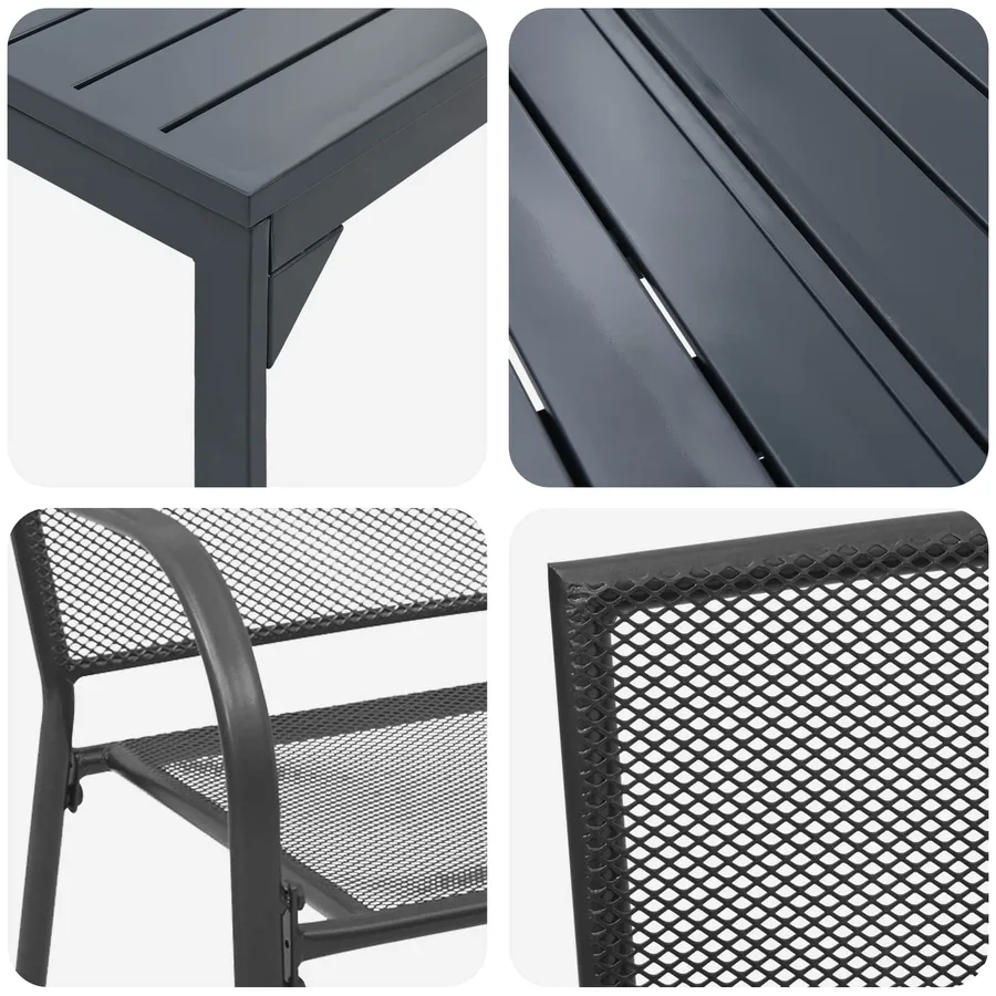 Ensemble de salle à manger pour jardin 9 pcs Anthracite Acier - 9