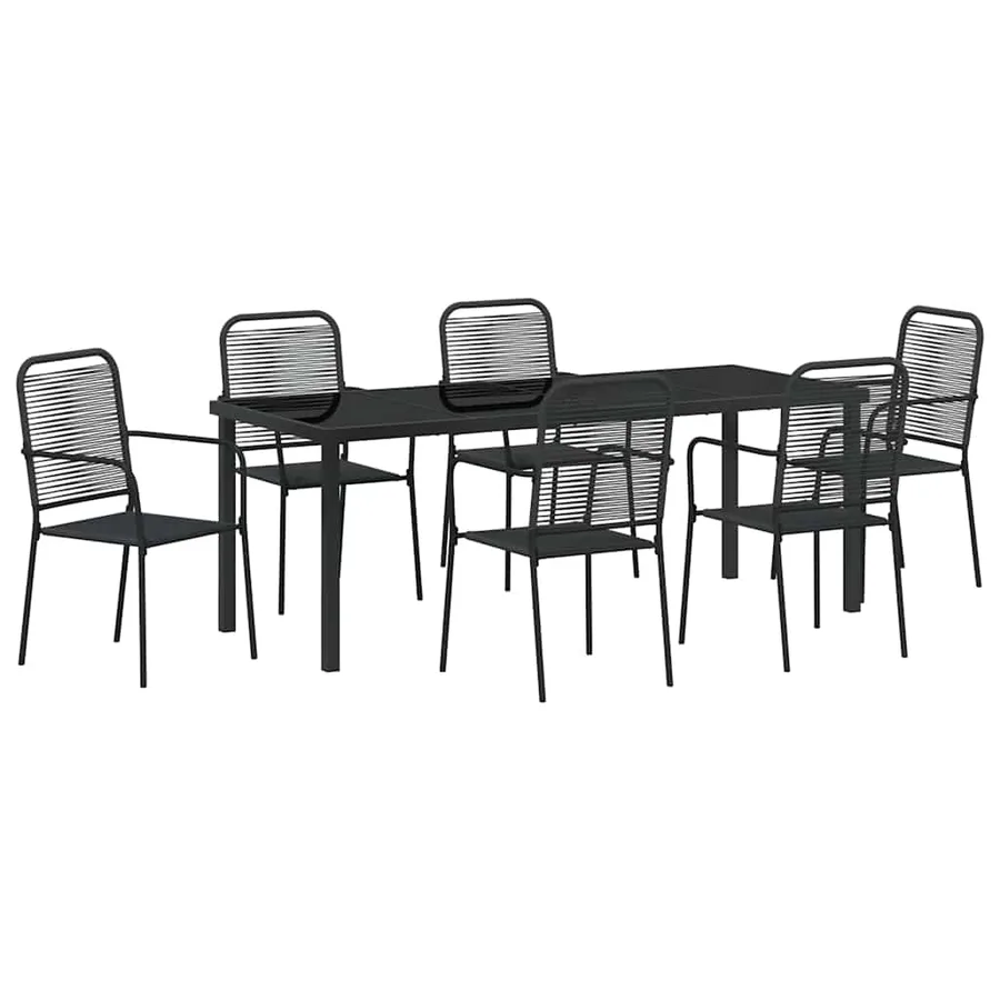 Ensemble de salle à manger pour jardin 7 pcs Noir - 2