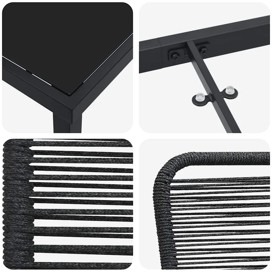 Ensemble de salle à manger pour jardin 7 pcs Noir - 9