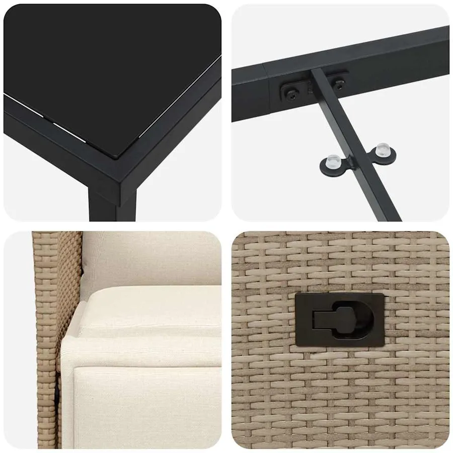 Ensemble de salle à manger pour jardin 9 pcs Beige polyrotin - 9