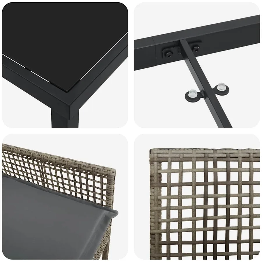 Ensemble de salle à manger pour jardin 5 pcs Gris polyrotin - 9
