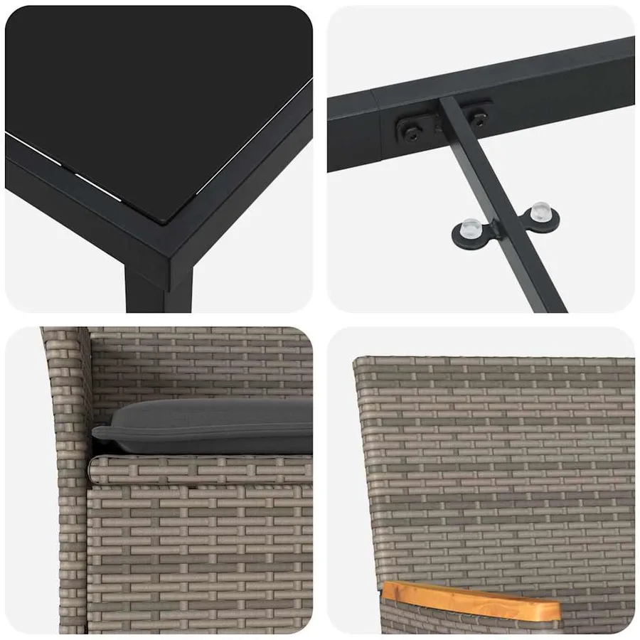 Ensemble de salle à manger pour jardin 5 pcs Gris polyrotin - 9