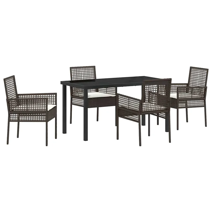 Ensemble de salle à manger pour jardin 5 pcs Marron polyrotin - 2