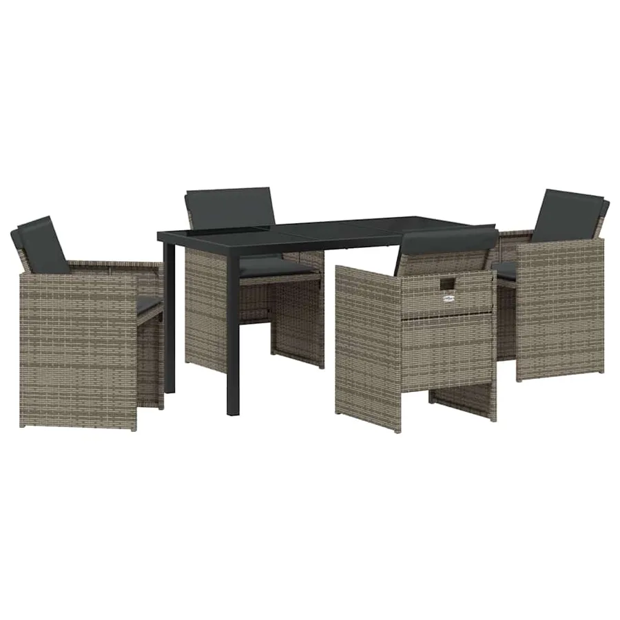 Ensemble de salle à manger pour jardin 5 pcs Gris polyrotin - 2