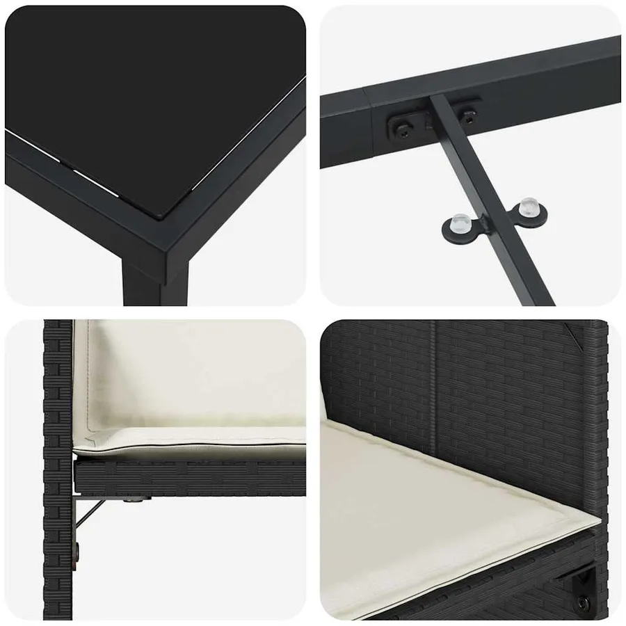 Ensemble de salle à manger pour jardin 9 pcs Noir polyrotin - 9