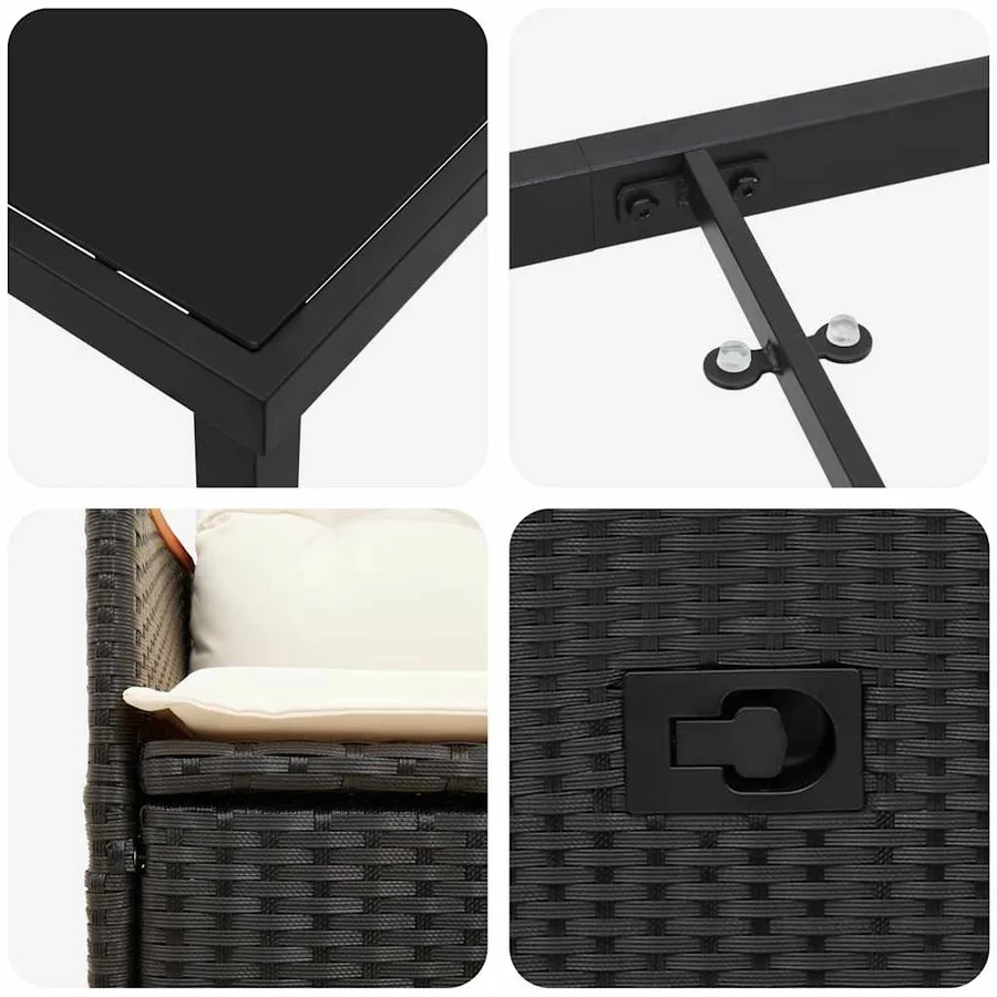 Ensemble de salle à manger pour jardin 9 pcs Noir polyrotin - 9