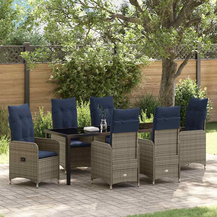 Ensemble de salle à manger pour jardin 7 pcs Noir polyrotin
