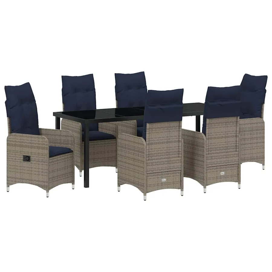 Ensemble de salle à manger pour jardin 7 pcs Noir polyrotin - 2